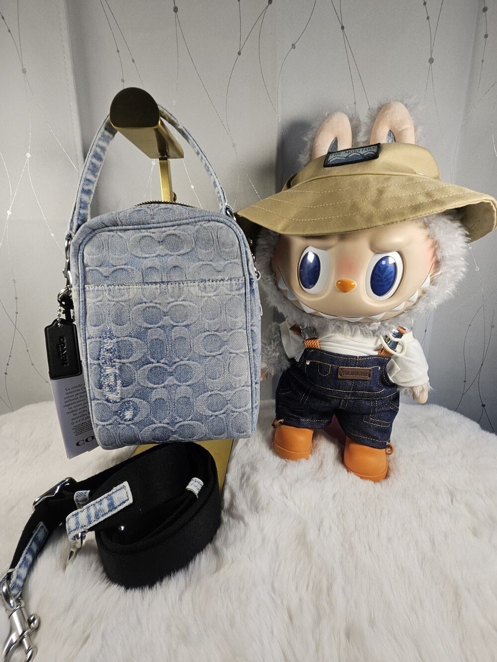 Coach Men Tristan Crossbody Bag 14 In Loved Signature Denim With Charms CET70
